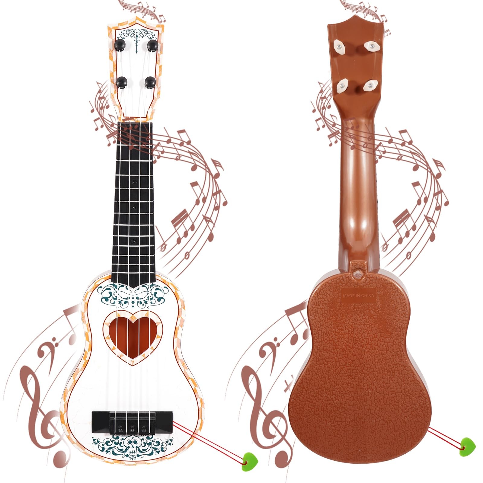 17in Ukulele Guitar for Kids – 4 String Mini Learning Instruments Educational…