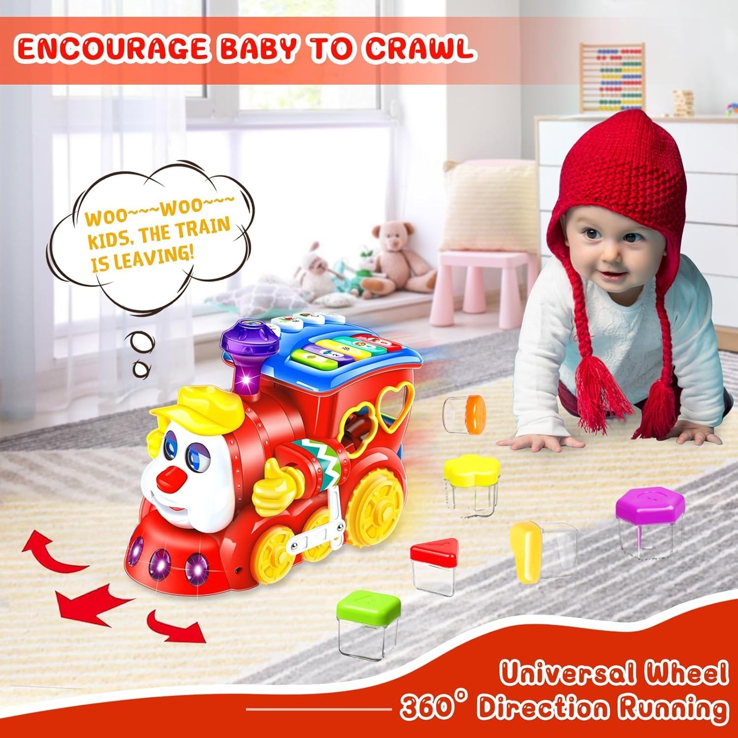 Musical Train Toy with Blocks Lights and Music for Toddlers 6-12 12-18 Months