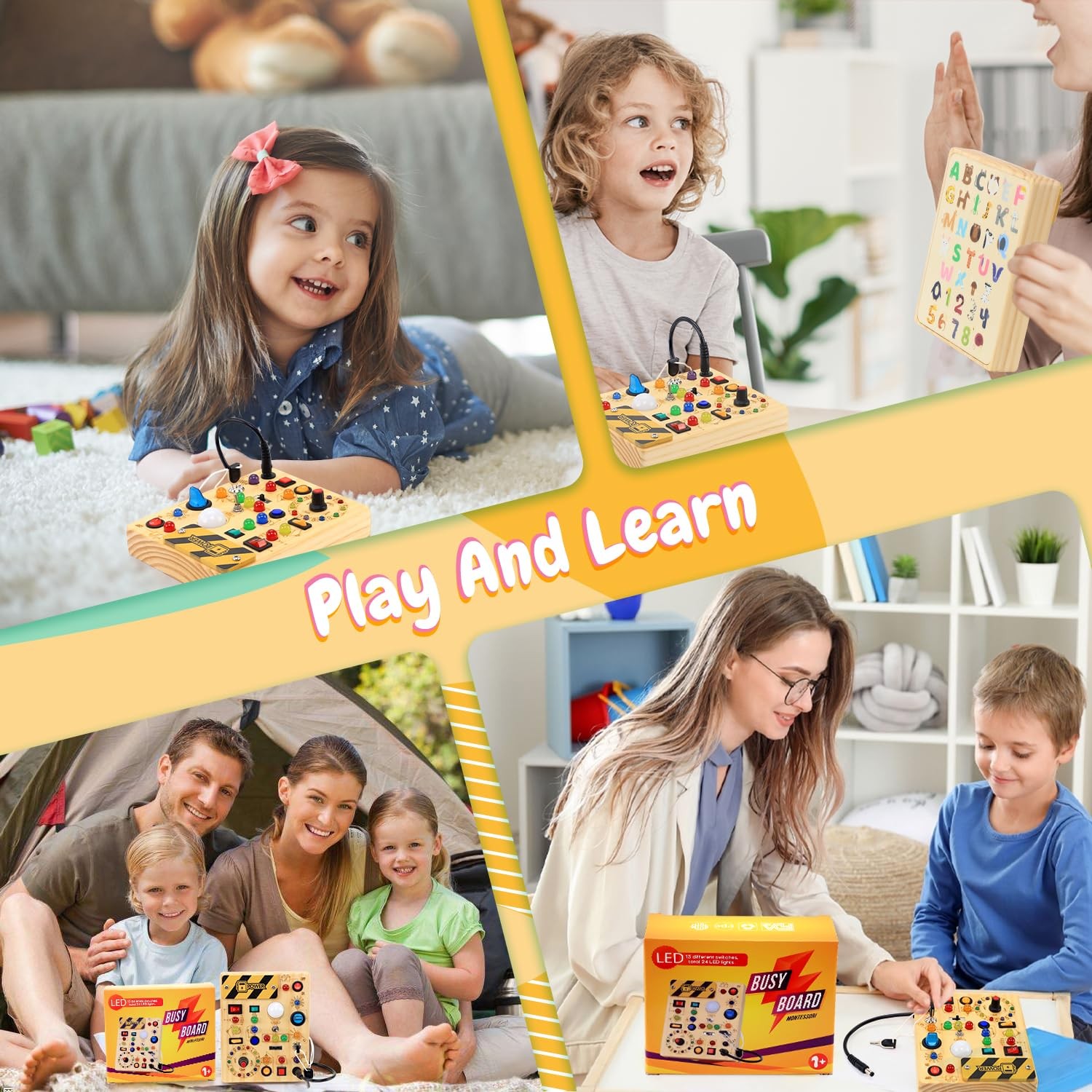 Busy Board with Light Switches, Montessori Toys for 1 2 3 Years Old, Toddlers…