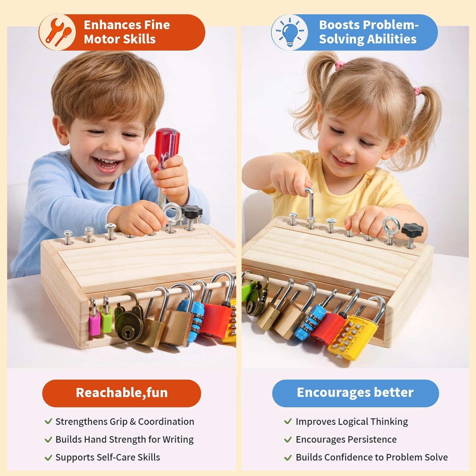 Montessori Toys for 3 4 5 6 Year Old Birthday Gift | Screwdriver Board Set,Lock