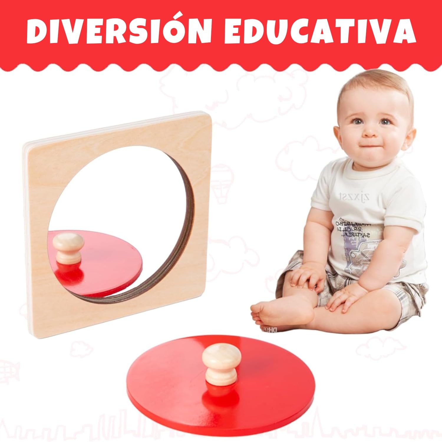 Montessori Baby Toys Play Kit Montessori Mirror Peekaboo Knob Puzzle, Medium …