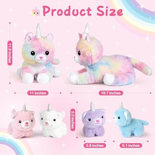 Toys for Ages 0 1 2 3 4 5 6 7 8+ Years – Plush Mommy Stuffed Unicorn Cat Toys