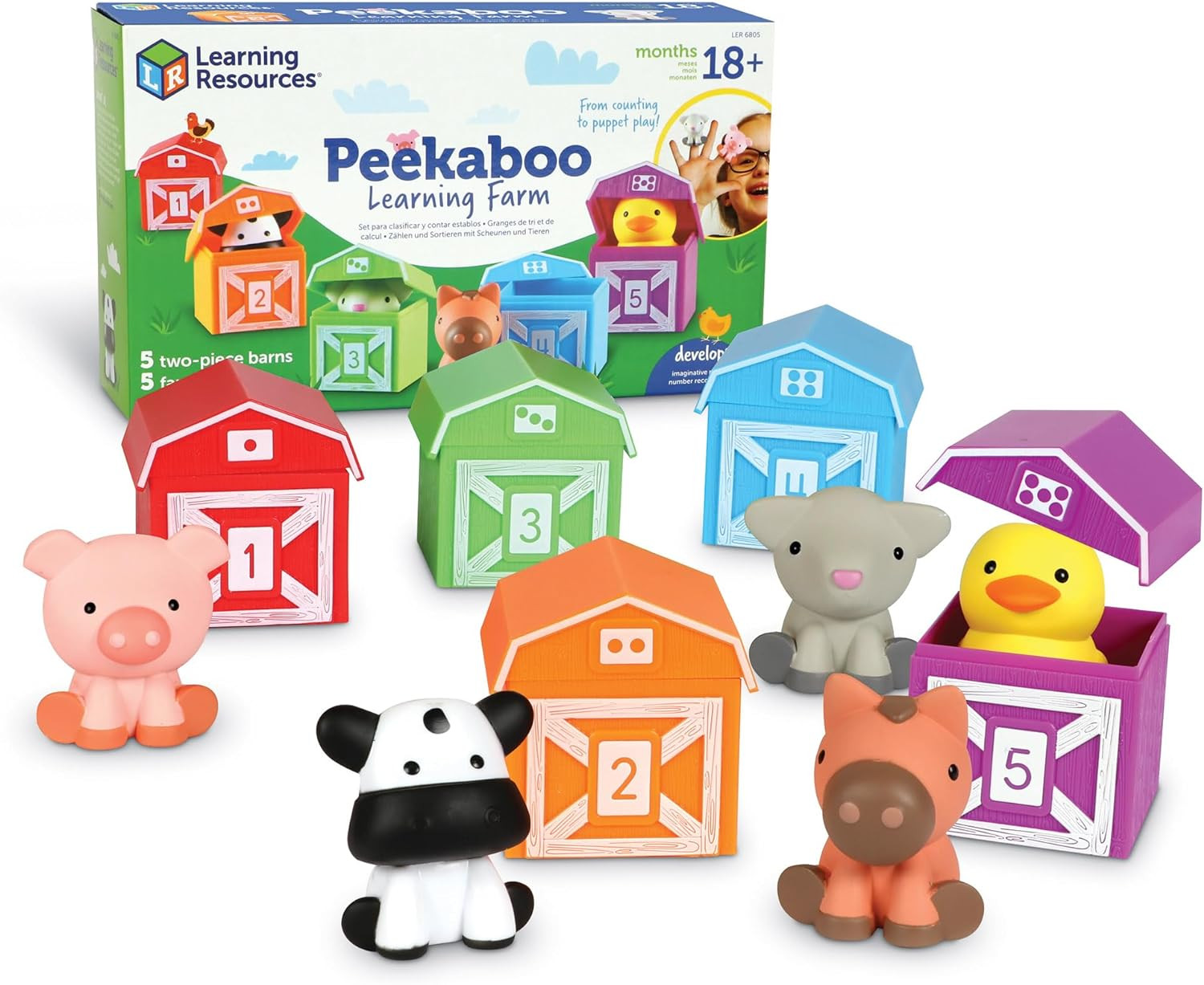 Peekaboo Learning Farm – 10 Pieces, Ages 18+ Months Toddler Learning Toys, Count