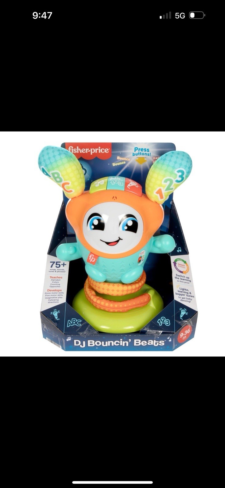 Fisher-Price DJ Bouncin’ Beats – Baby Toddler Learning Toy, Bouncing Action