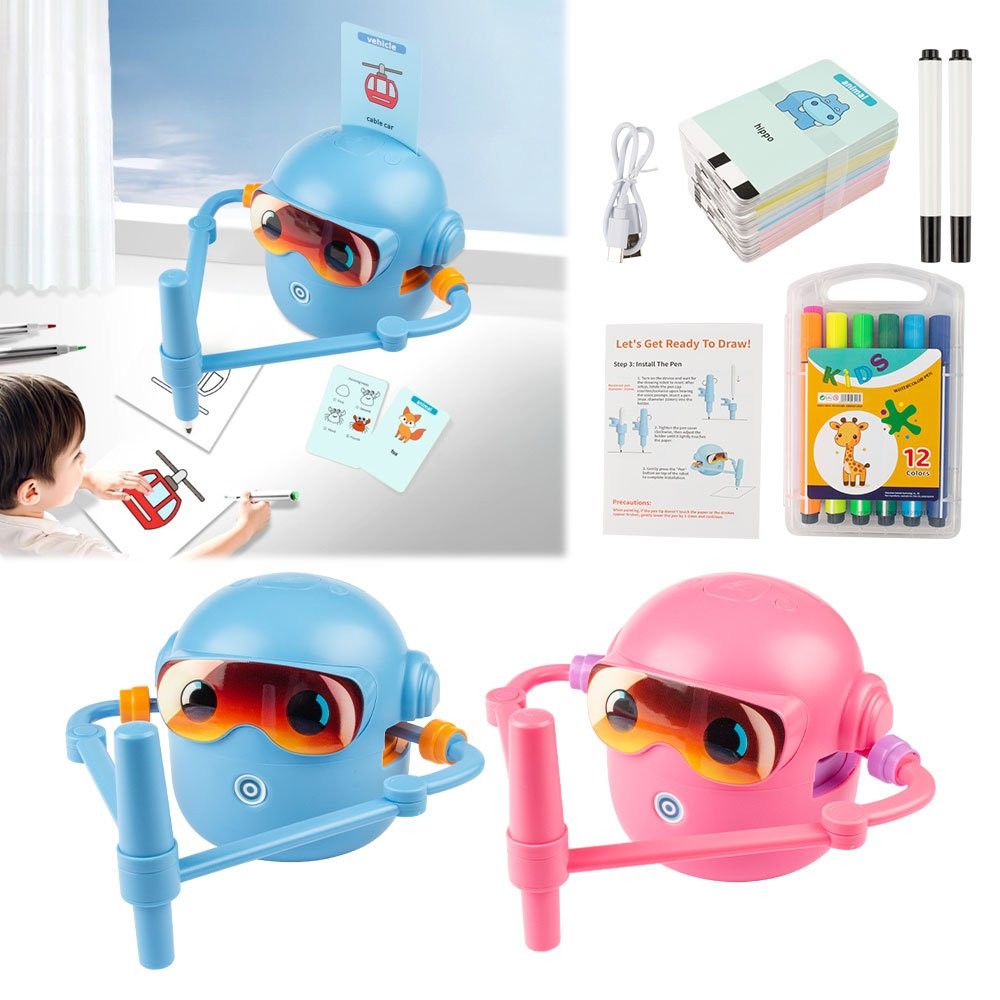 Educational Interactive Drawing Robot Learning Toy With 100 Word Cards For KidOY