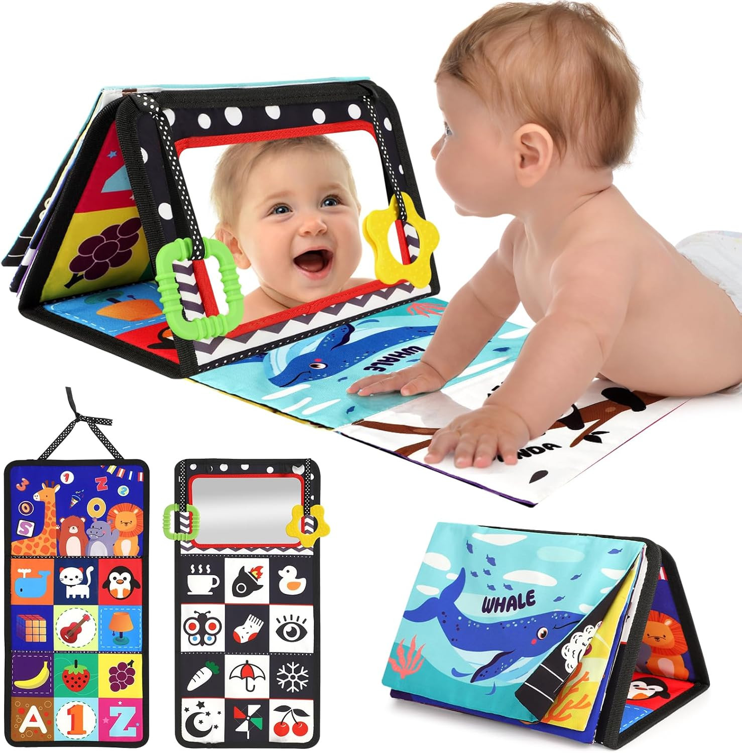 URMYWO Tummy Time Toys – Black and White High Contrast Baby Toy for Newborn – Ba
