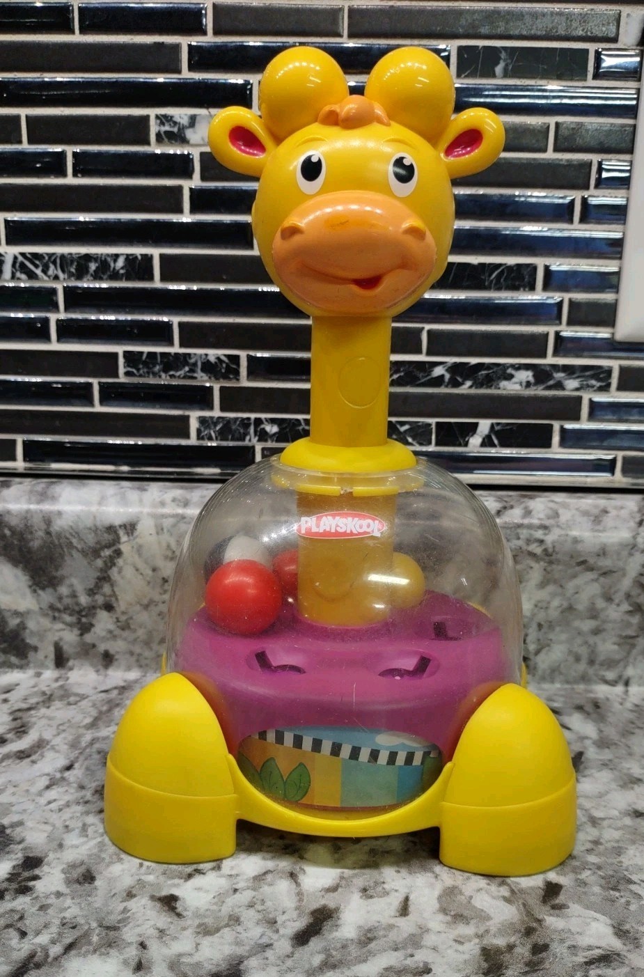 2011 Playskool Poppin’ Park Giraffalaff Tumble Top Toy Giraffe Spinning Balls