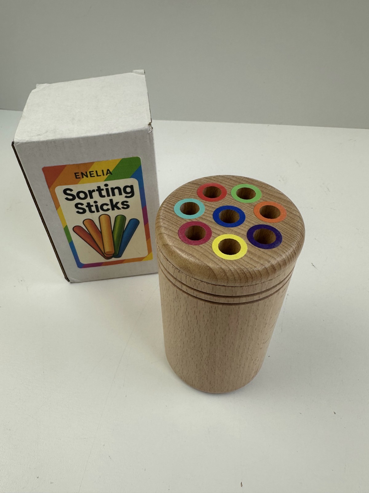 Sorting Sticks Educational Wooden Toy with Cylinder Container ENELIA For Age 3+