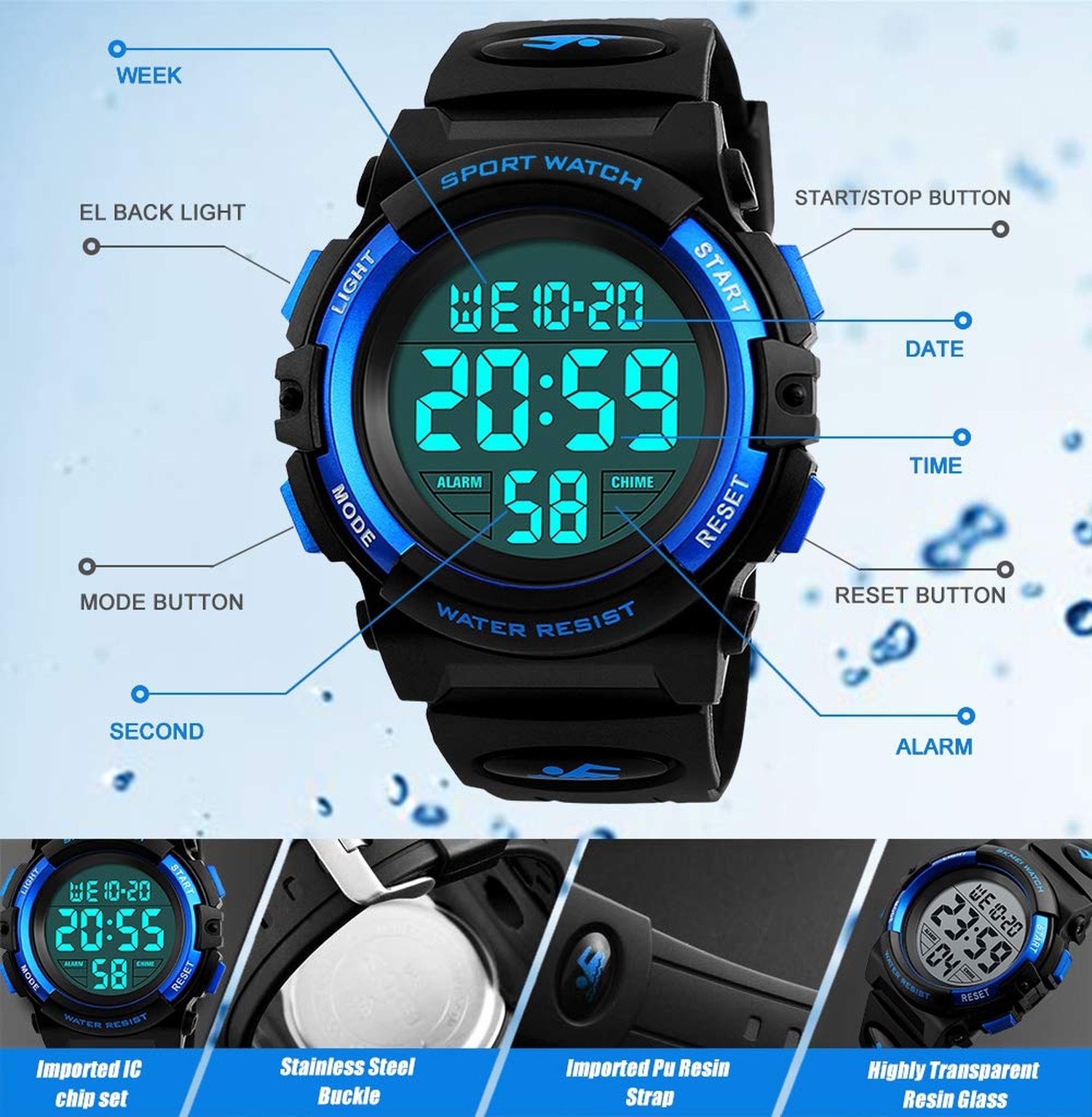 Kids Digital Watch, Boys Sports Waterproof Led Watches with Alarm Wrist Watch…
