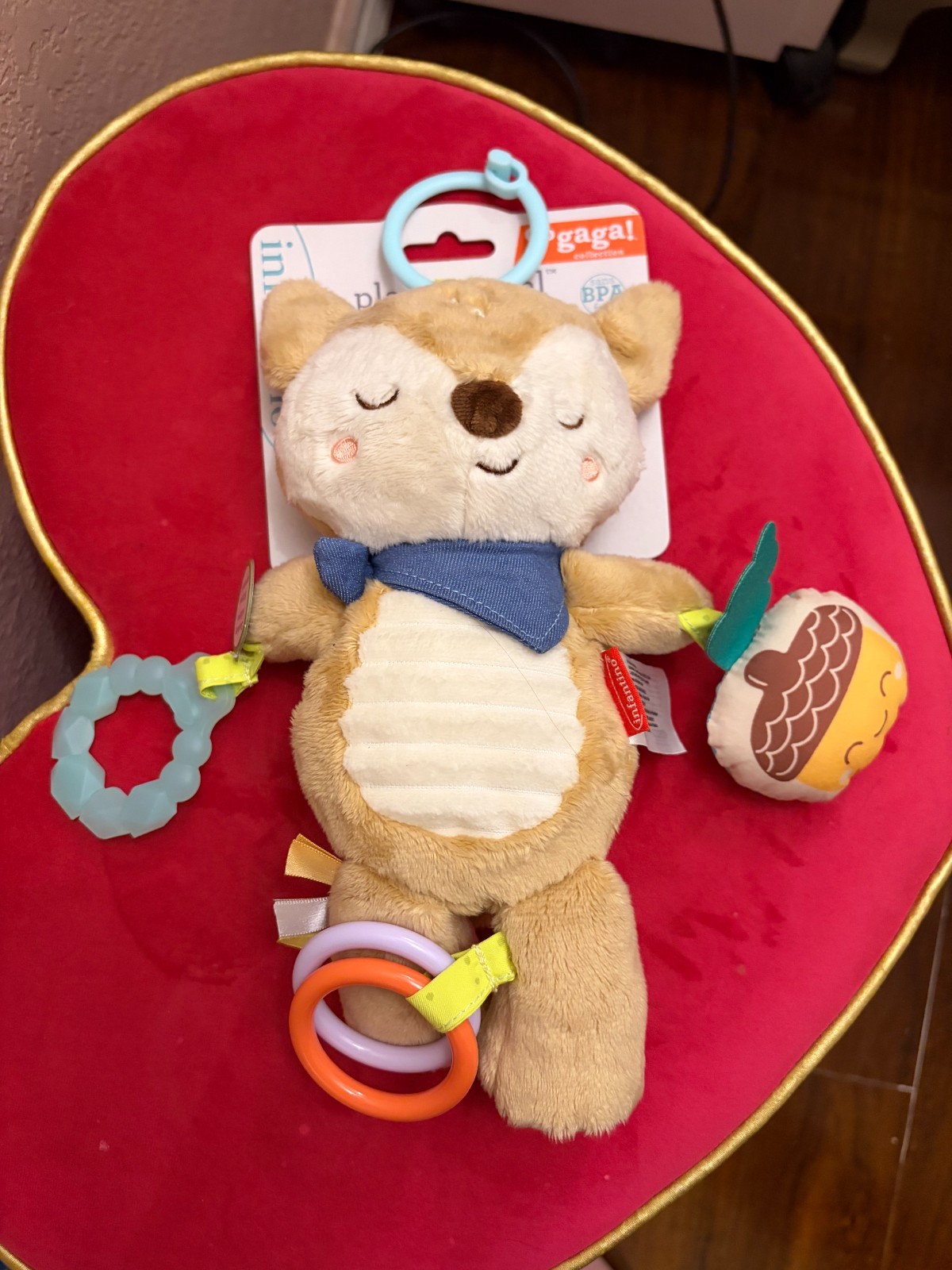Infantino GaGa Playtime Pal Deer Plush Toy Rattle Crinkle Teether, 11″