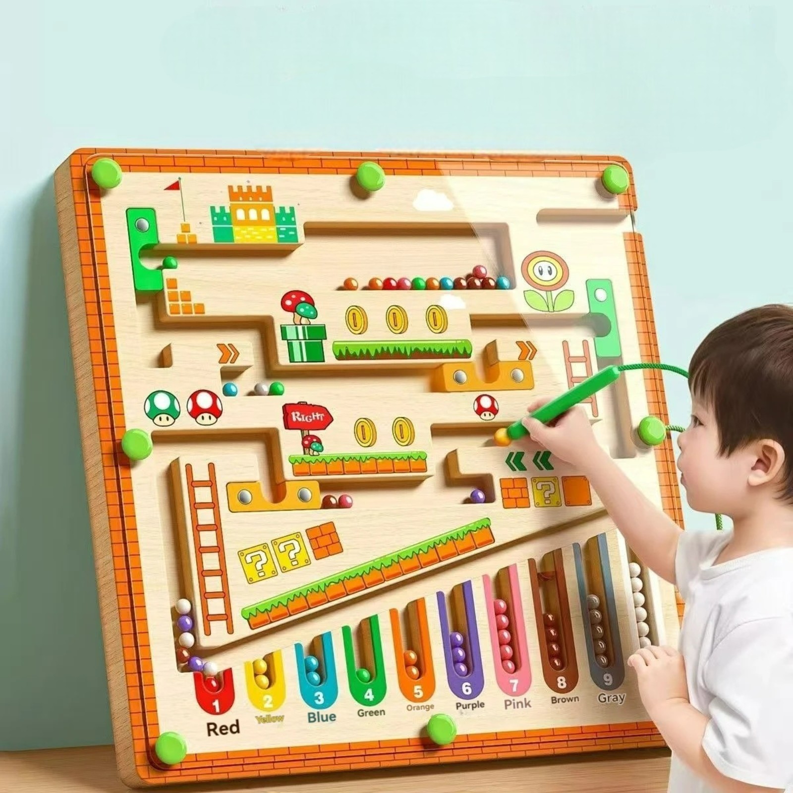 Wooden Magnetic Maze Toy Puzzle Game Board for Kids Learning & Logic Training