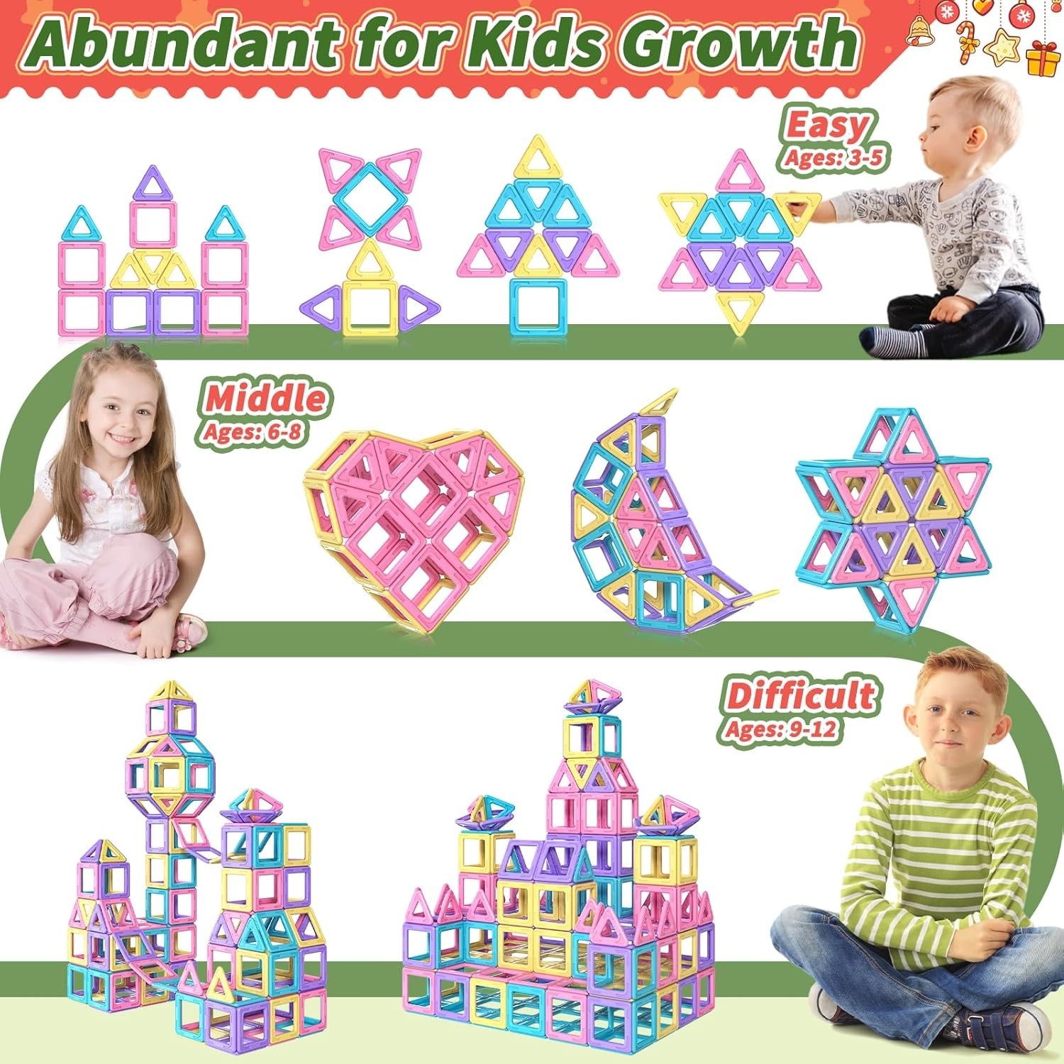 Toddler Girl Toys, Magnetic Tiles 44pcs, Birthday Gifts Ideas for Girls Age 3…