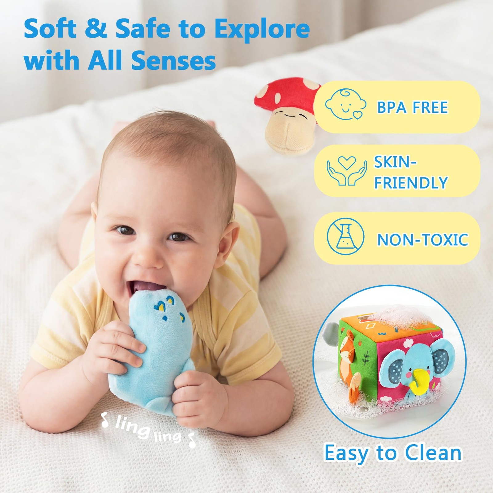URMYWO Baby Tissue Box Toy, Montessori Sensory Toys 6-12 Months medium-large