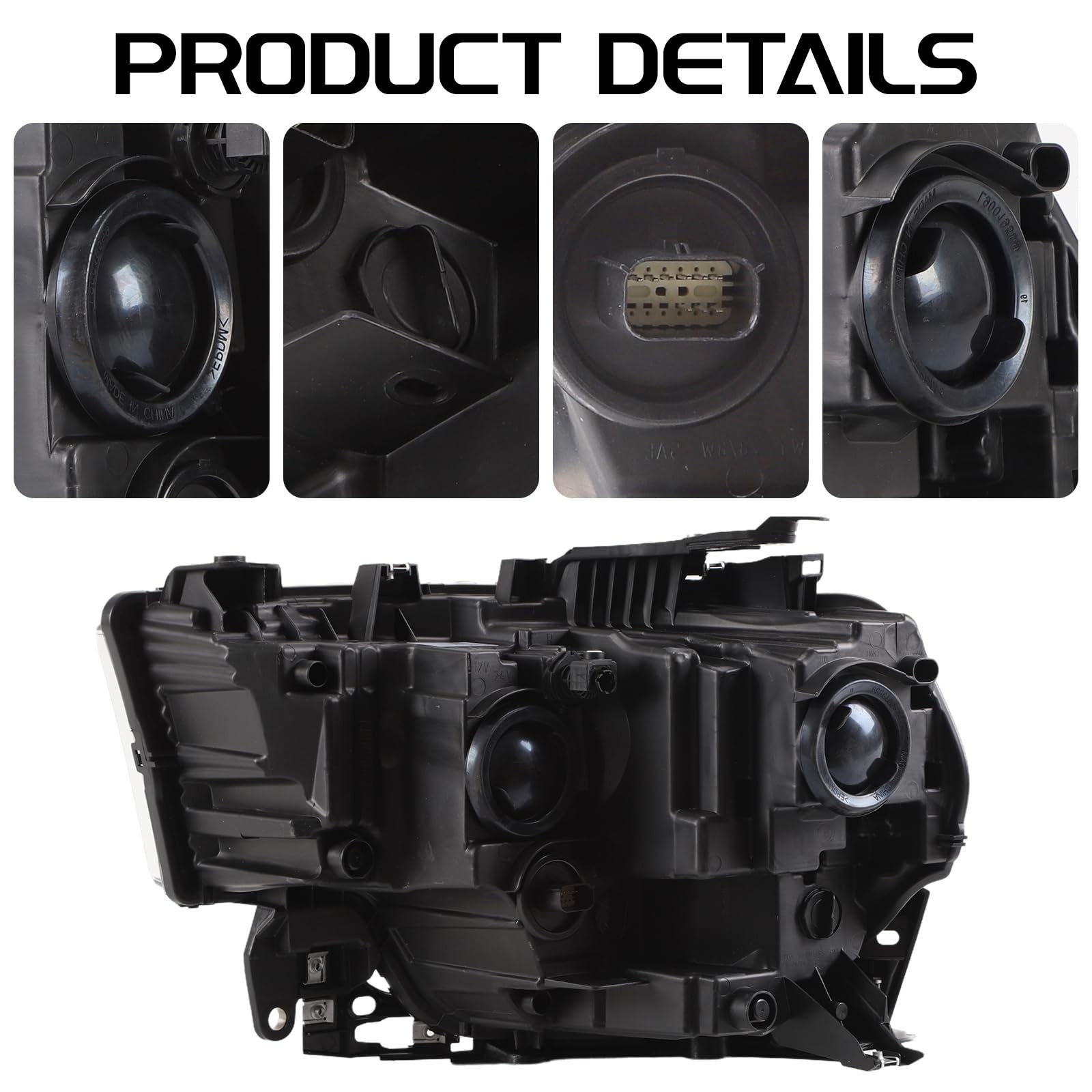 Headlights Assembly Compatible with Dodge Ram 2500 2019-2024, Halogen Passeng…