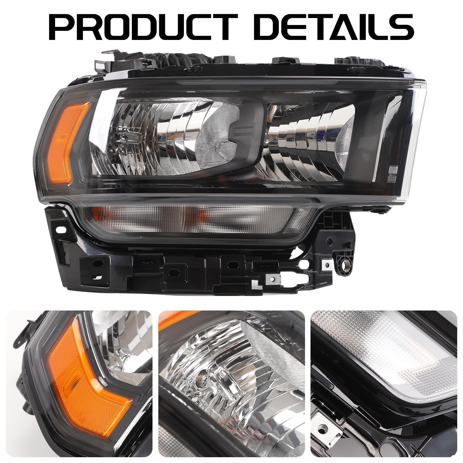 Headlights Assembly Compatible with Dodge Ram 2500 2019-2024, Halogen Passeng…
