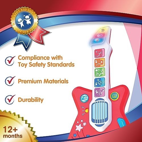 Magic Touch Guitar, Toddler Light Up Music Toy with Volume Control, Infant Touch