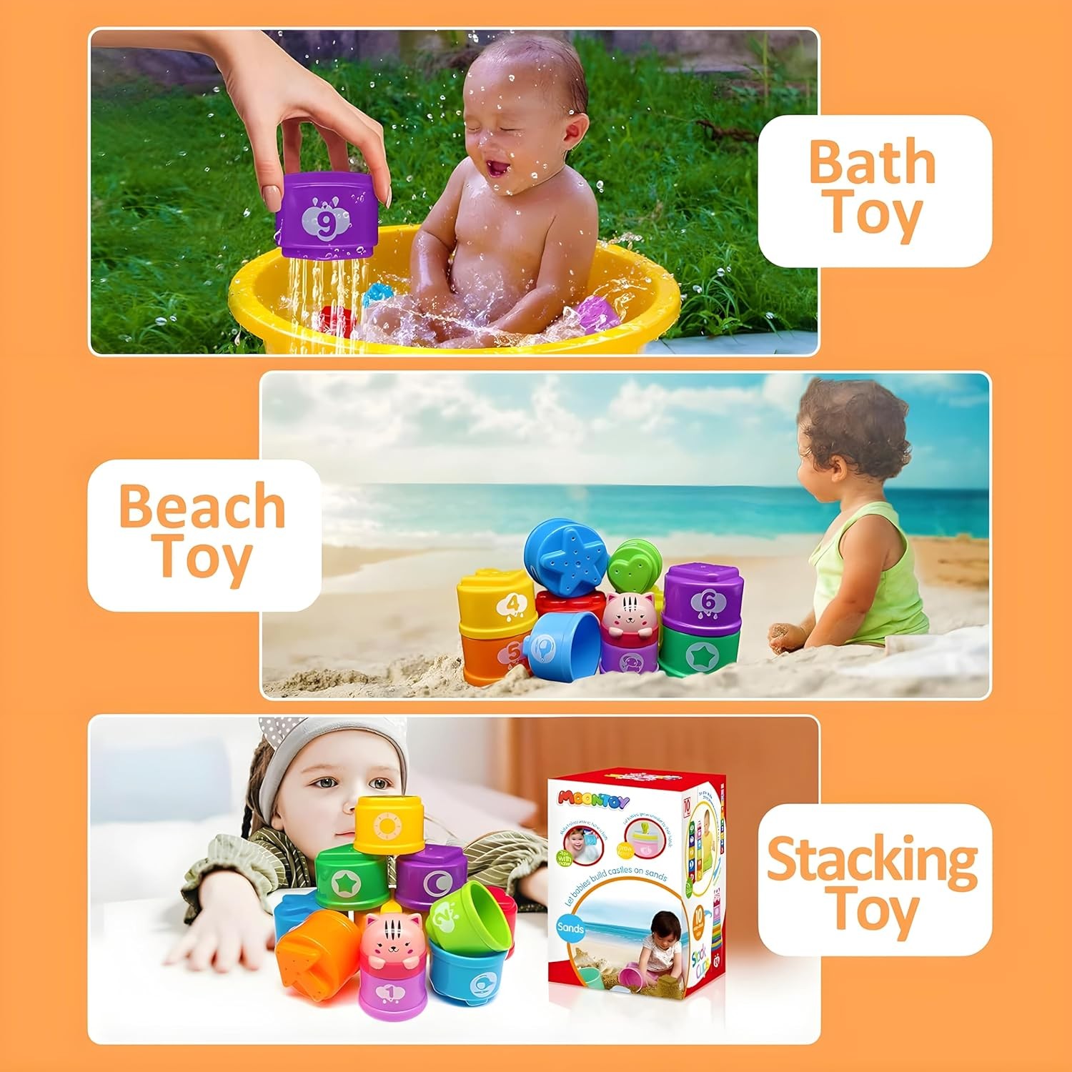 Stacking Cups Baby Toys 6 10 12 18 Months Montessori Toys for 1 Year Old Todd…