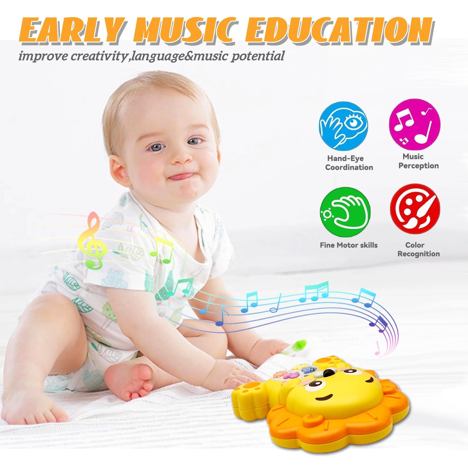 Musical Toys for 1 Year Old Boys and Girls, Baby Light Up Piano Small, Lion