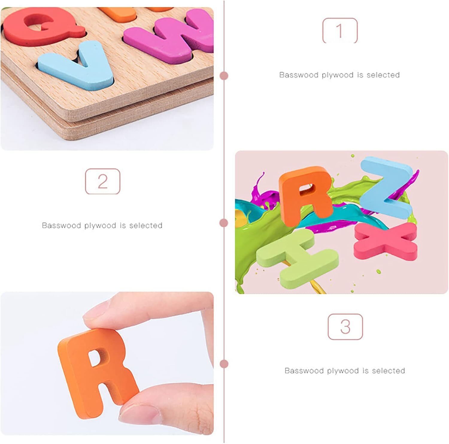 Wooden Alphabet & Numbers Shapes Puzzle Set Educational Board for Toddlers Kids