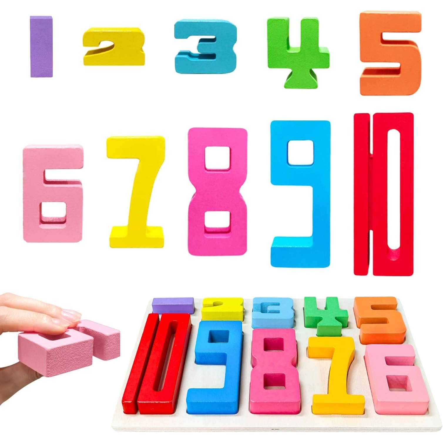 10/20Pcs Wooden Number Building Blocks, Montessori Number Blocks Math Learning