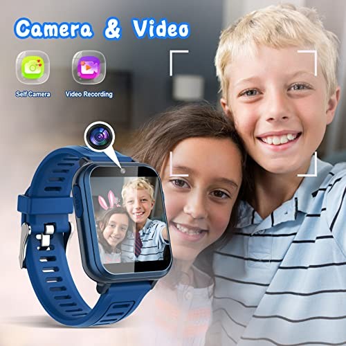 Blue Kids’ Smart Watch with 24 Puzzle Games – HD Touch Screen Camera – Video