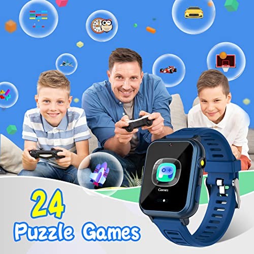Blue Kids’ Smart Watch with 24 Puzzle Games – HD Touch Screen Camera – Video