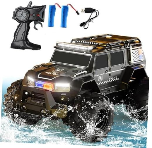 Amphibious Remote Control Car Waterproof Monster RC Cars 4WD All Terrain Black