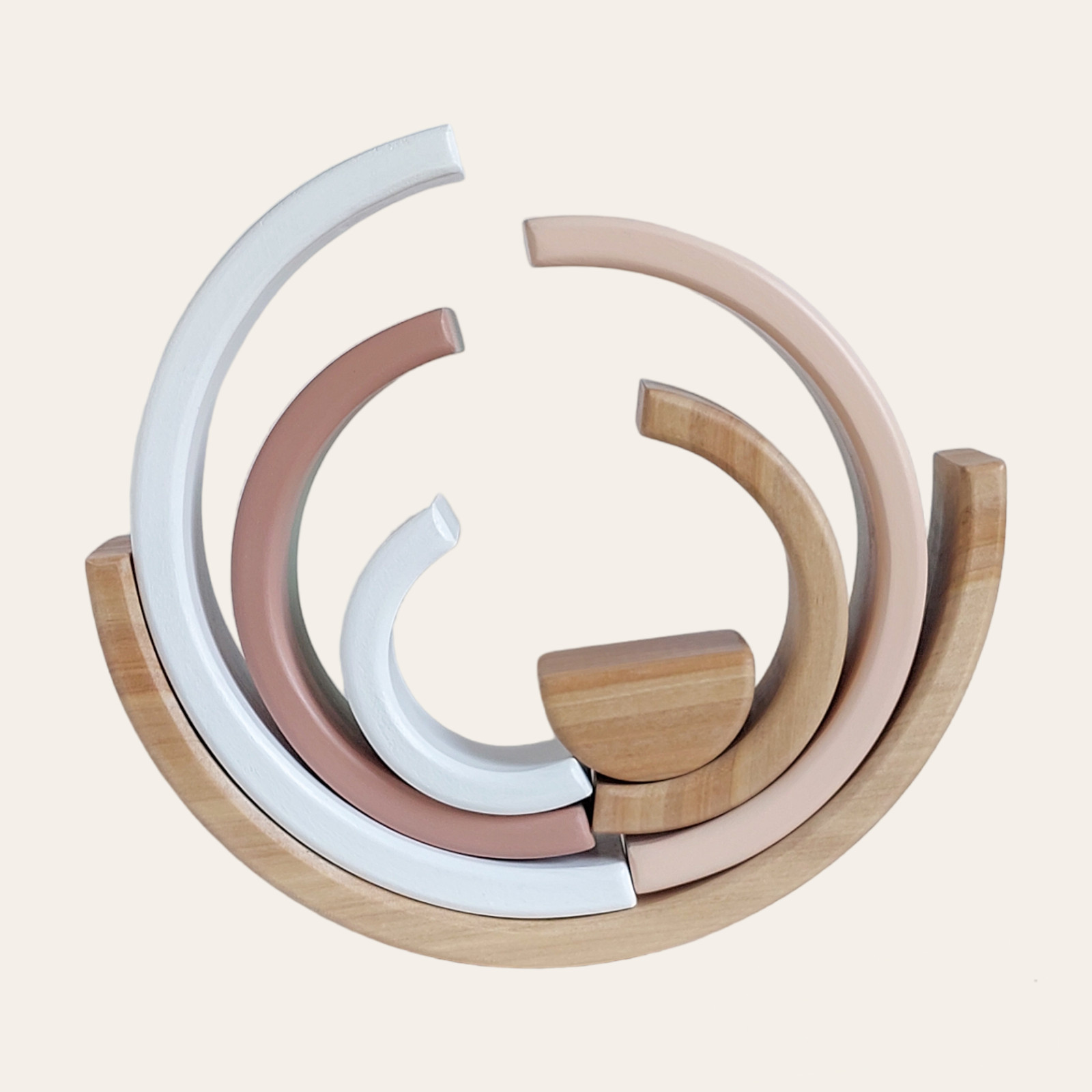 Personalized Beige Wooden Stacker Toy – Nursery decor – Baby shower gift