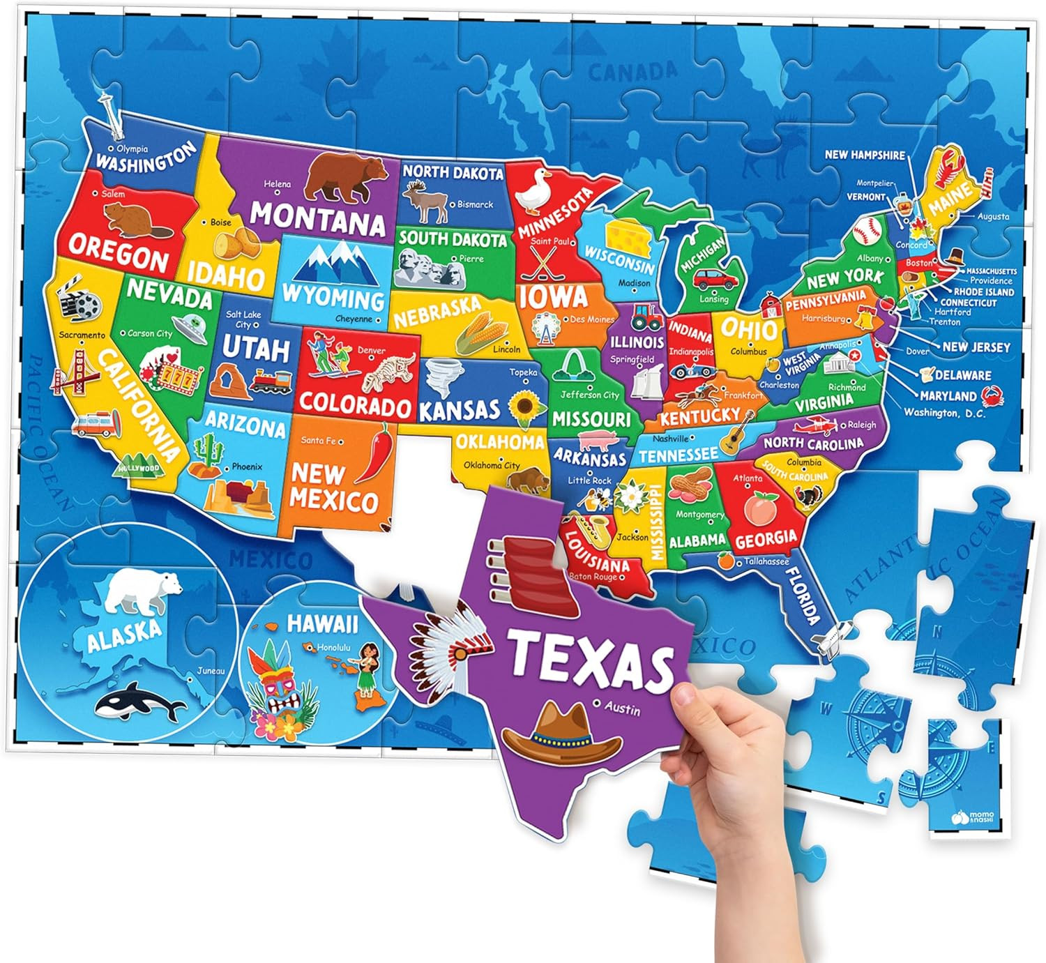 United States Puzzles for Kids Ages 4-6, 6-8, 3-5 – Educational Toys for Boys &