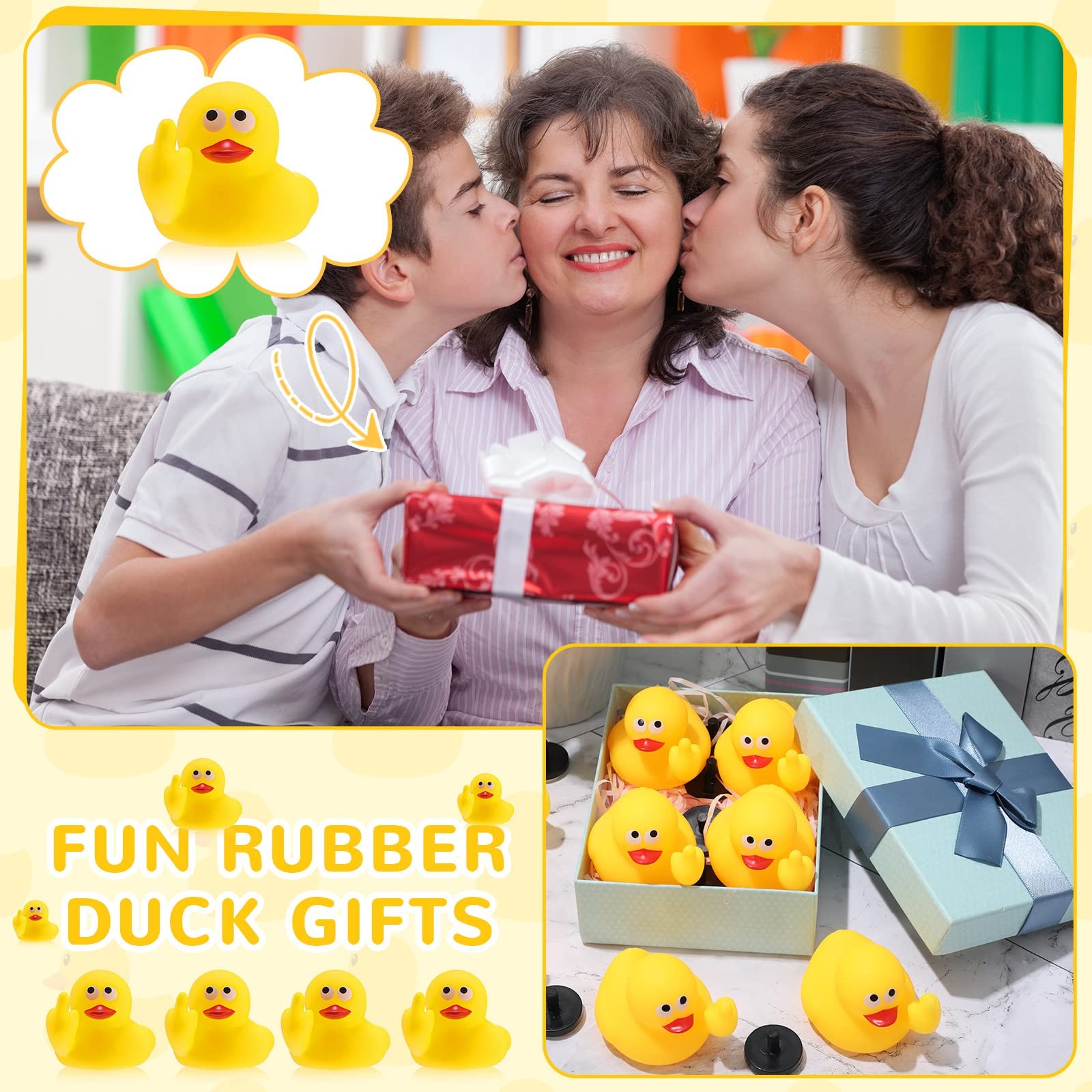 Lenwen 24 Pcs Middle Finger Rubber Ducks, 1.97 Inch Small Duck