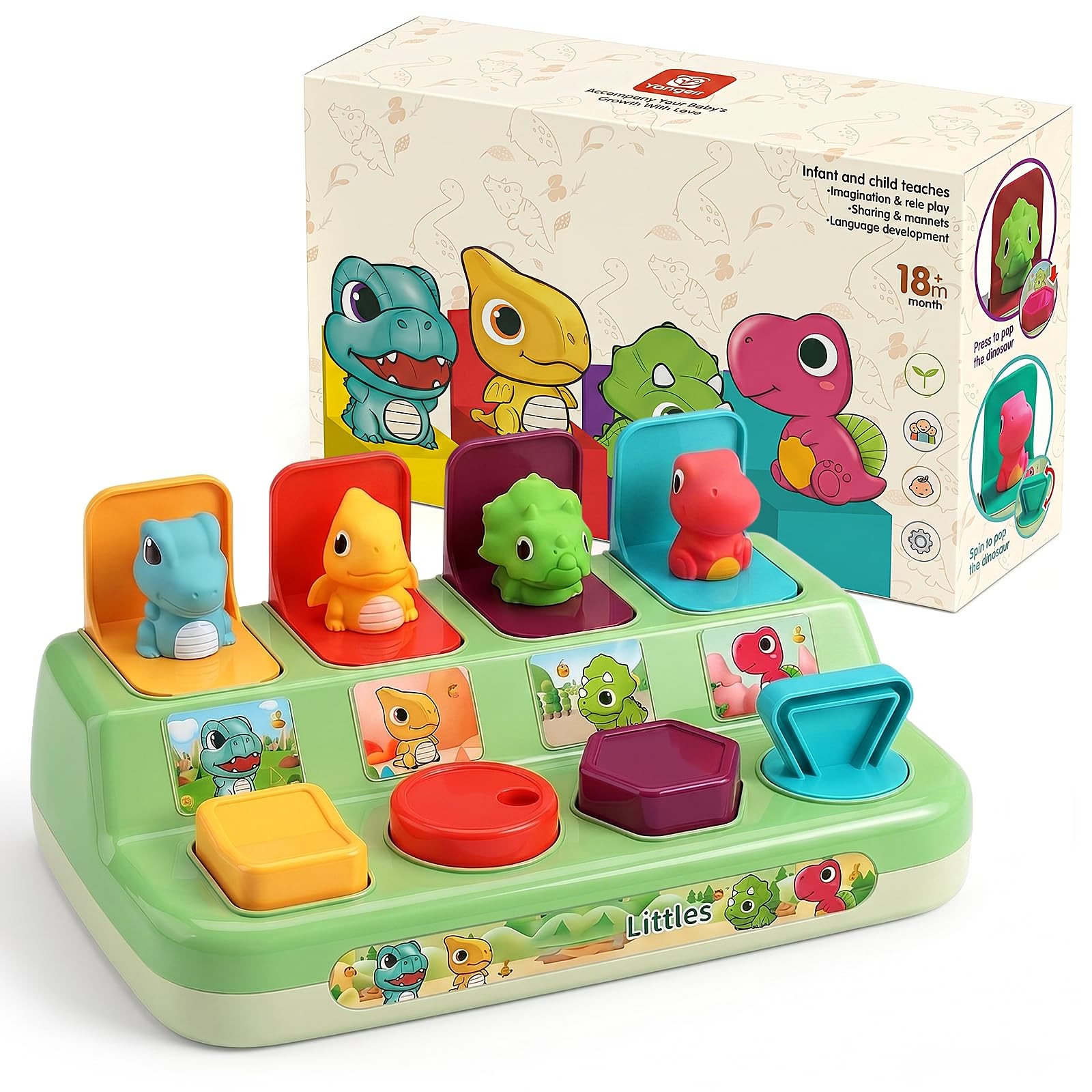 Pop Up Animals for Toddlers 9-18 Months, Dinosaur Cause and Effect Toys for B…