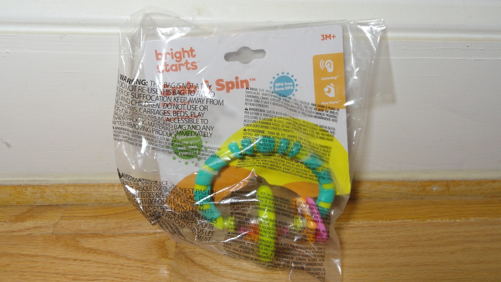 Bright Starts Grab & Spin Rattle and Teether Toy Ages 3 months + Baby Toy