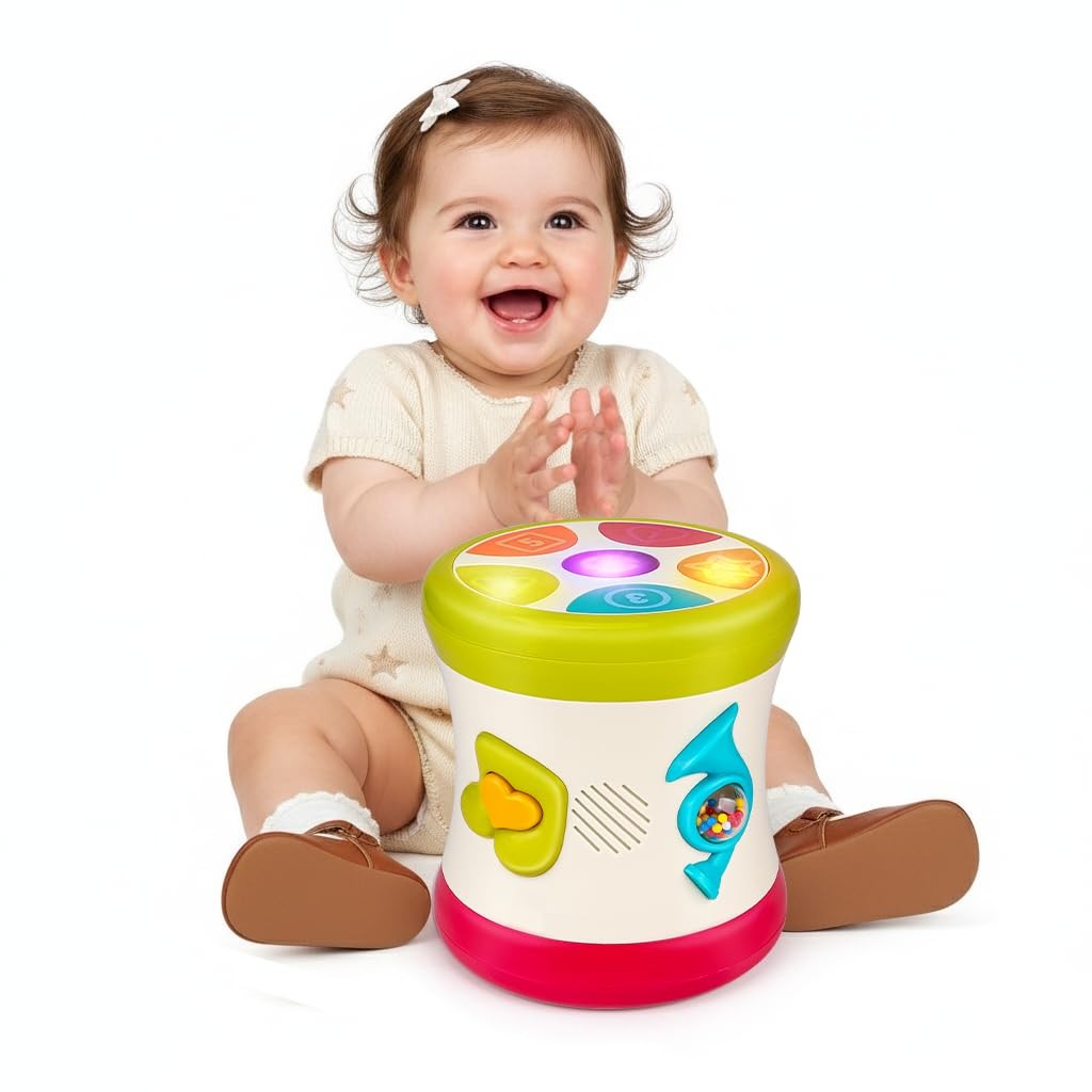 5 in 1 Baby Toy 0-6 Months Musical Early Learning Toy Drum for 1 Year Old wit…