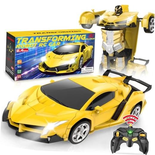Remote Control Car – Transform Robot RC Cars, Toys for Ages 5-7, Kids Yellow