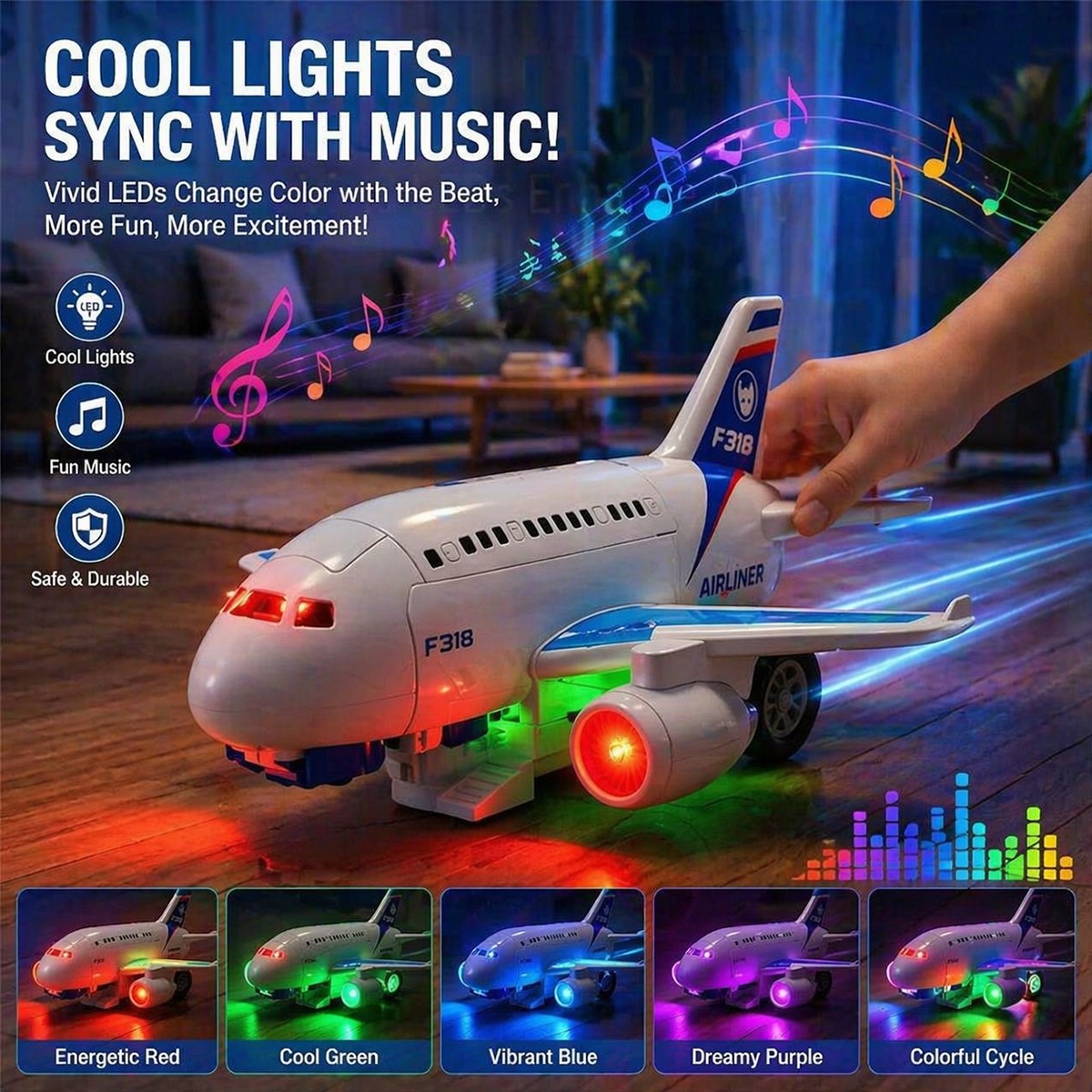 Transforming Robot Airplane Toy with Lights & Music, Aircraft Convertible