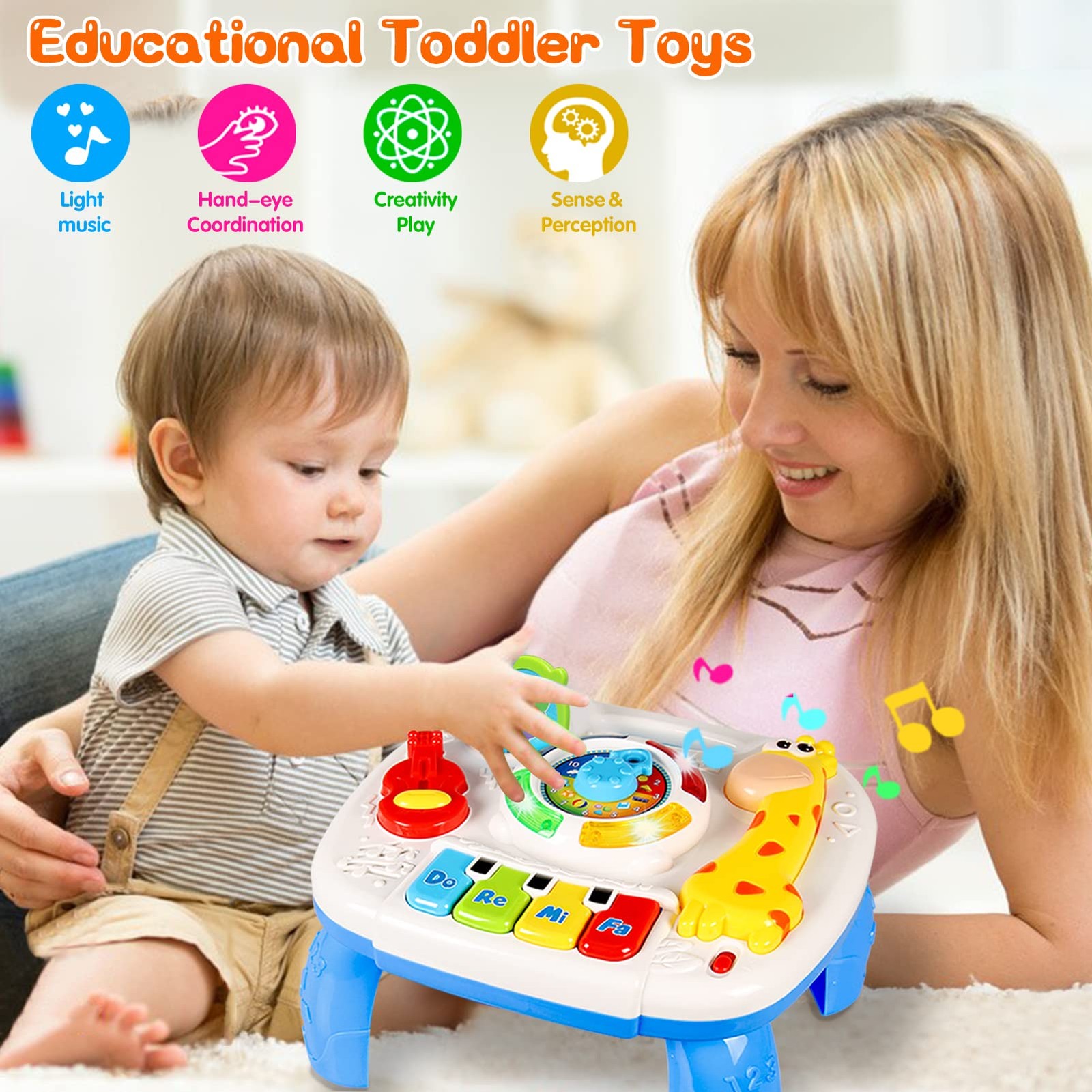Baby Toys 6-12 Months, Musical Learning Table Toys for 1 2 3 Year Old Boys Gi…