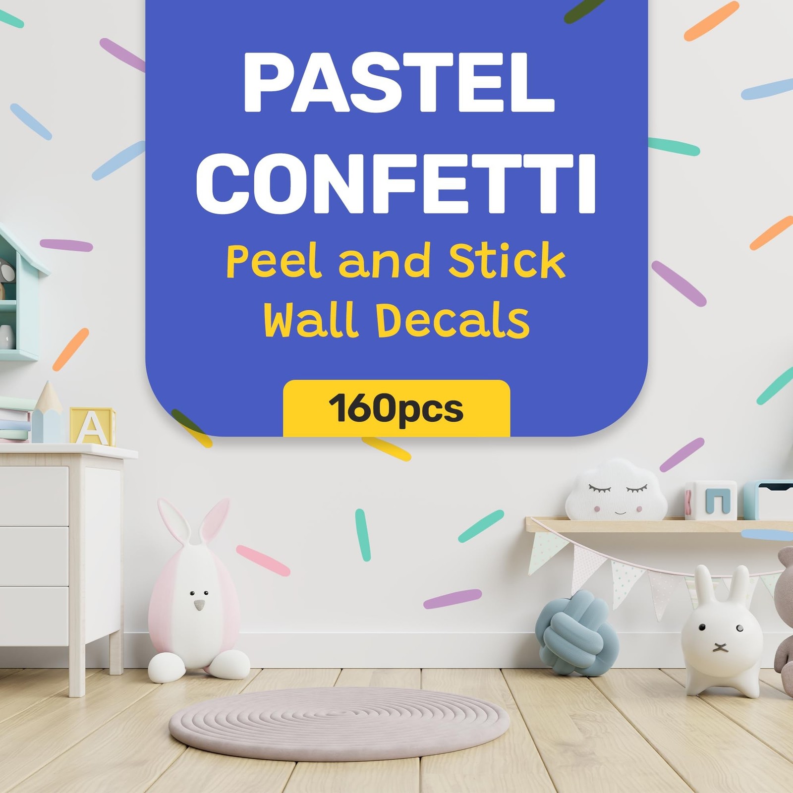 LucyLews Pastel Confetti Wall Decals – 160 Peel & Stick Removable Sprinkle