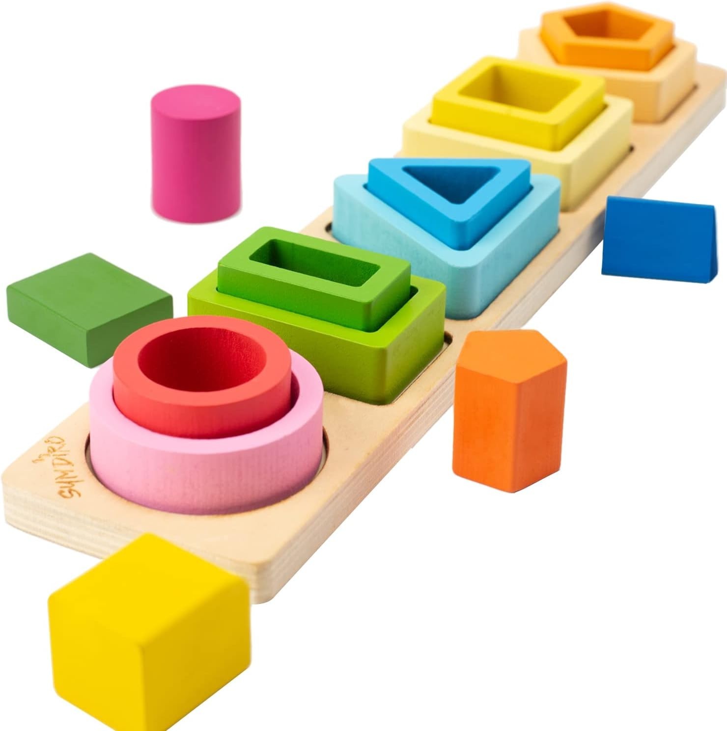 Montessori Stacking & Sorting Toys – Safe, Colorful Wooden Toy for 1-3 Olds