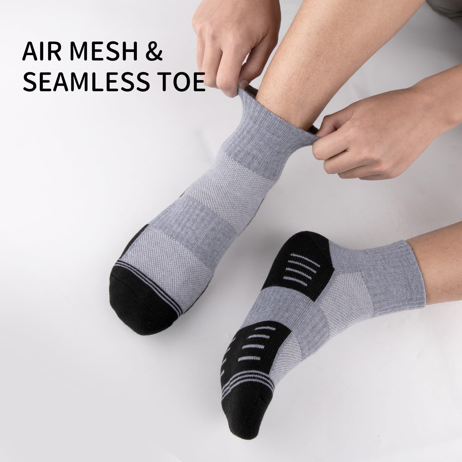 COOVAN Mens Athletic Ankle Socks Thick Cushioned Quarter Sock Sport Running H…
