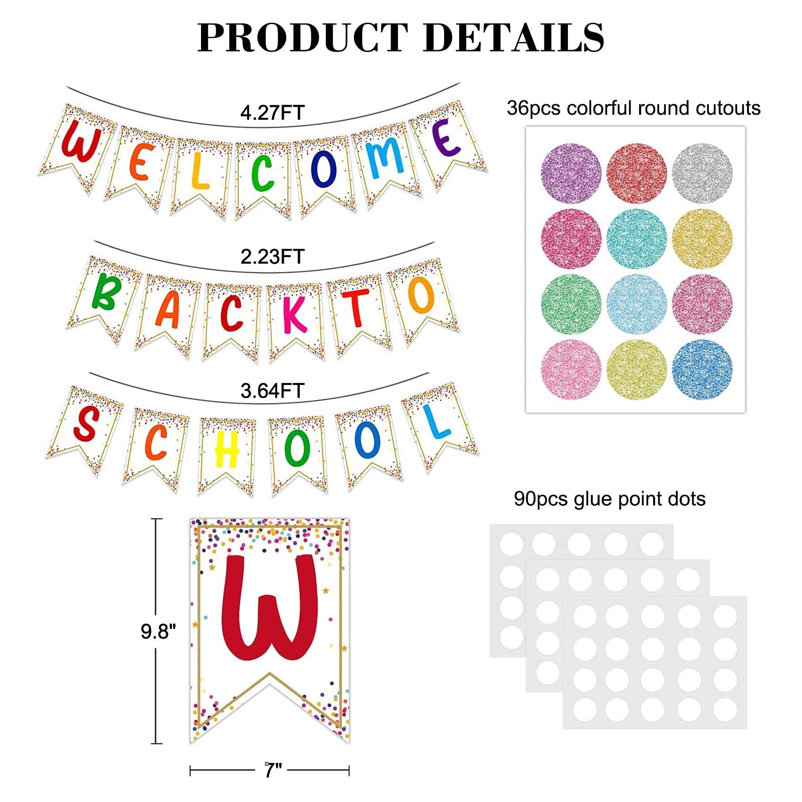 FLYAB Welcome Bulletin Board Decorations – 55 PCS Confetti Pennants Welcome B…