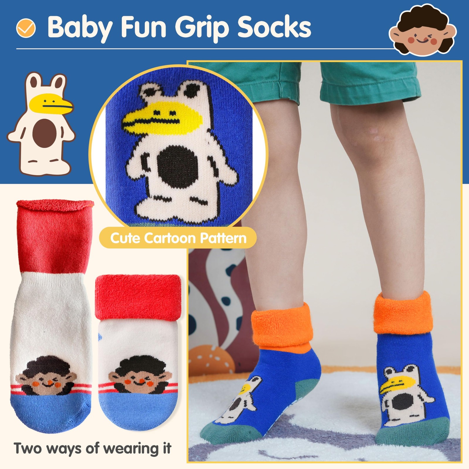 Toddlers Grips Socks Warm Thermal Winter Thick Baby Boys Infants Anti Slip No…