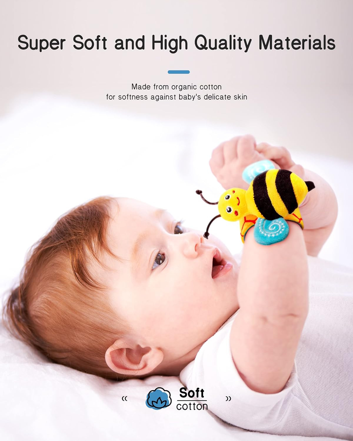 Infinno Baby Wrist Rattle Socks and Foot Finder Set, Perfect Baby Toys for 0-12