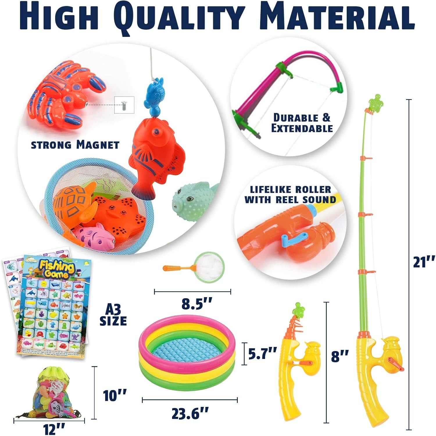 3 Player Magnetic Fishing Toy Set – Colorful Ocean Animals for Kids 3-6