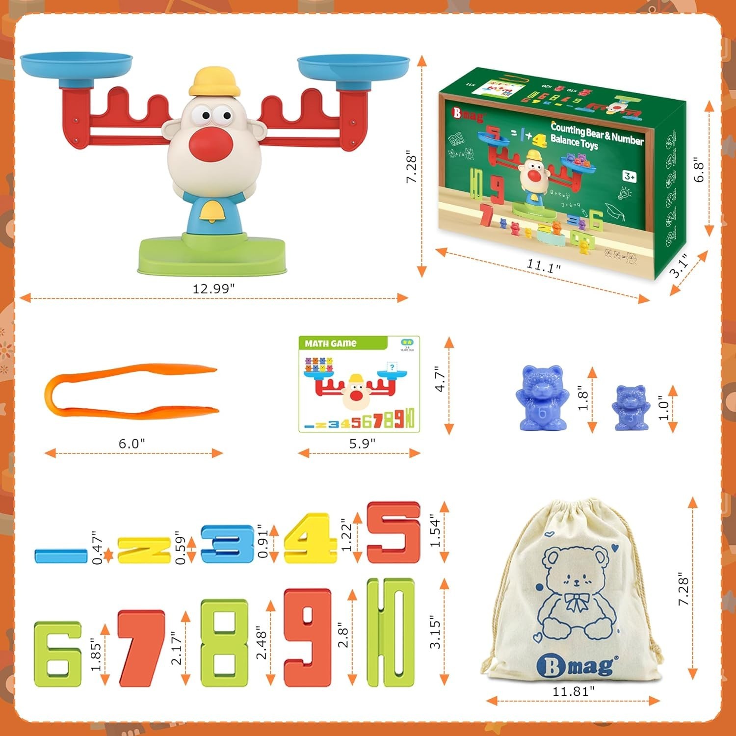 Balance Math Toys STEM Learning Game Counting Stacking Educational Toys for Kids