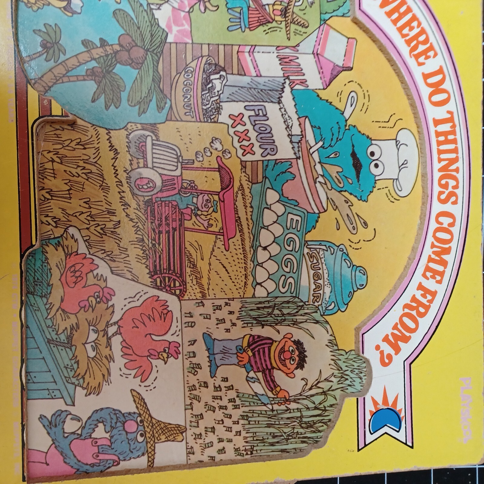 USED vintage wooden puzzle Playskool Sesame Street Cookie Monster big bird
