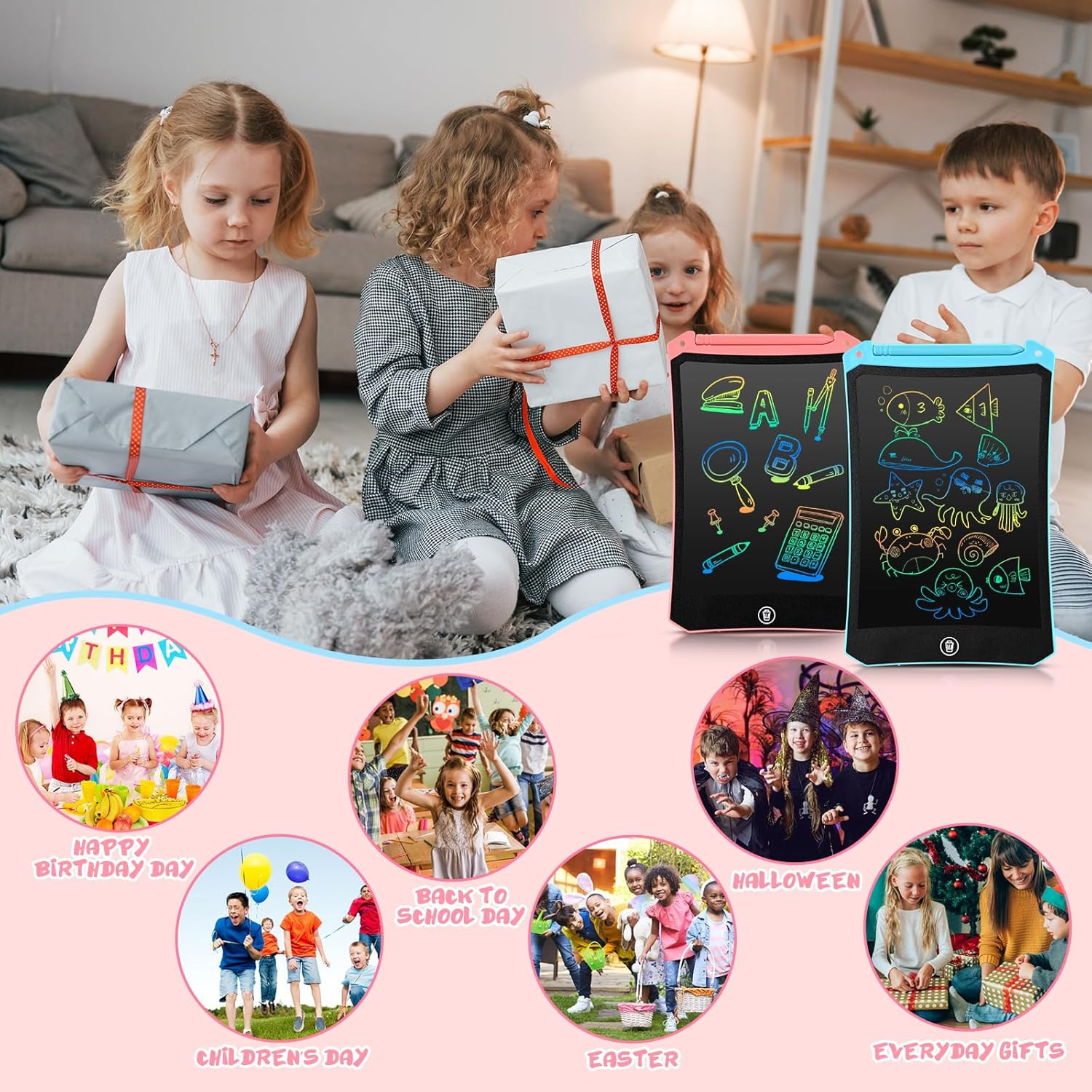 Toddler Toys, LCD Writing Tablet for Kids 2 Pack, Toddler Travel Essentials Draw