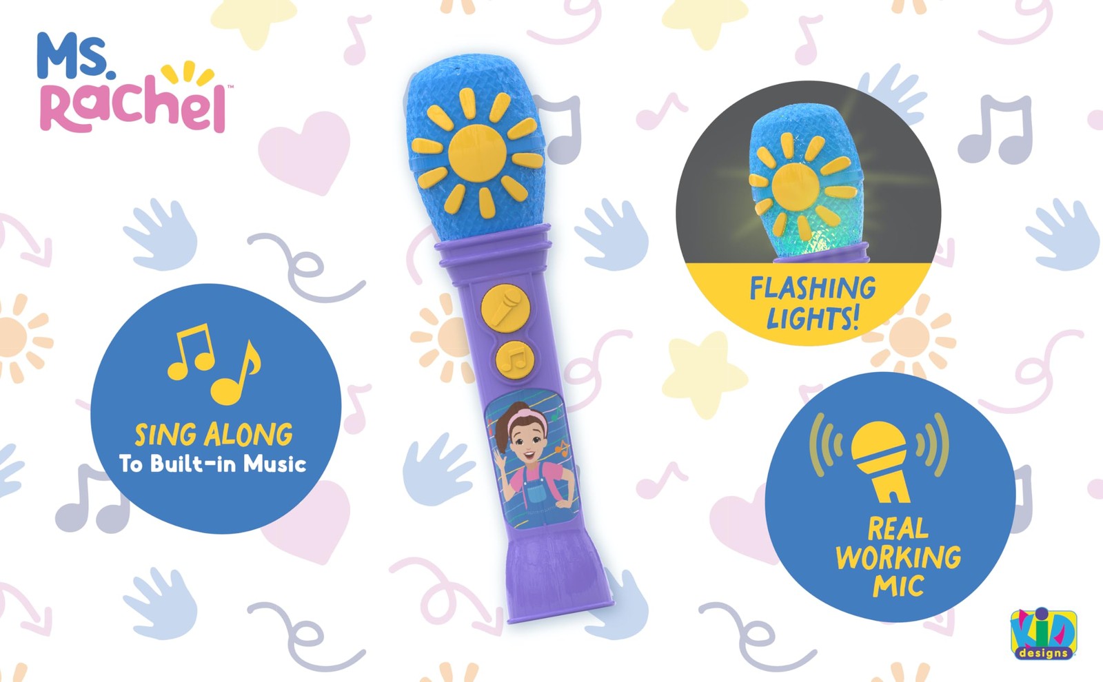 Ms Rachel Toy Microphone for Kids, Includes Built-in Music and Lights, Toddle…