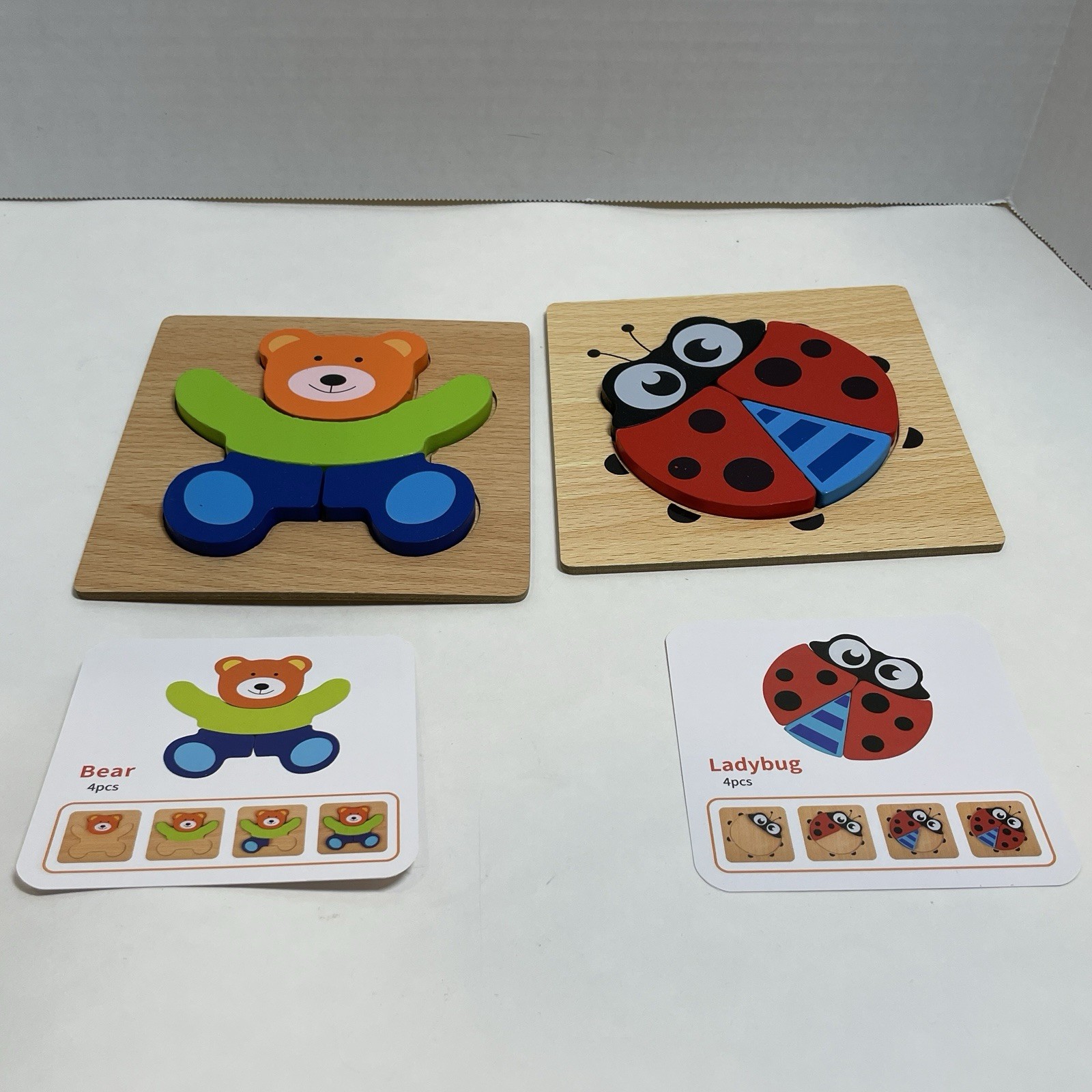 Montessori Developmental Toddler Jigsaw Puzzles, Wooden, Complete Set of 4
