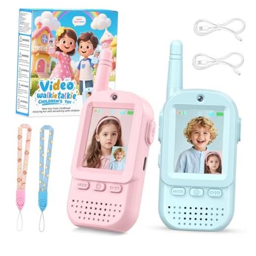 Video Walkie Talkies for Kids 2 Pack – Rechargeable Kids Walkie Blue+Pink