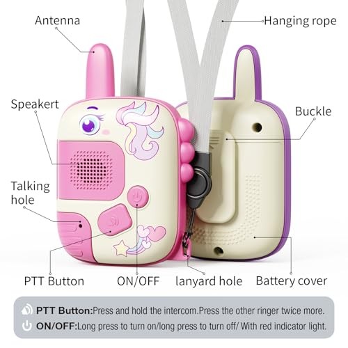 Walkie Talkies Toys for Girls:Unicorn Toys 2 Pack Birthday Gifts for 3 4 5 Pink
